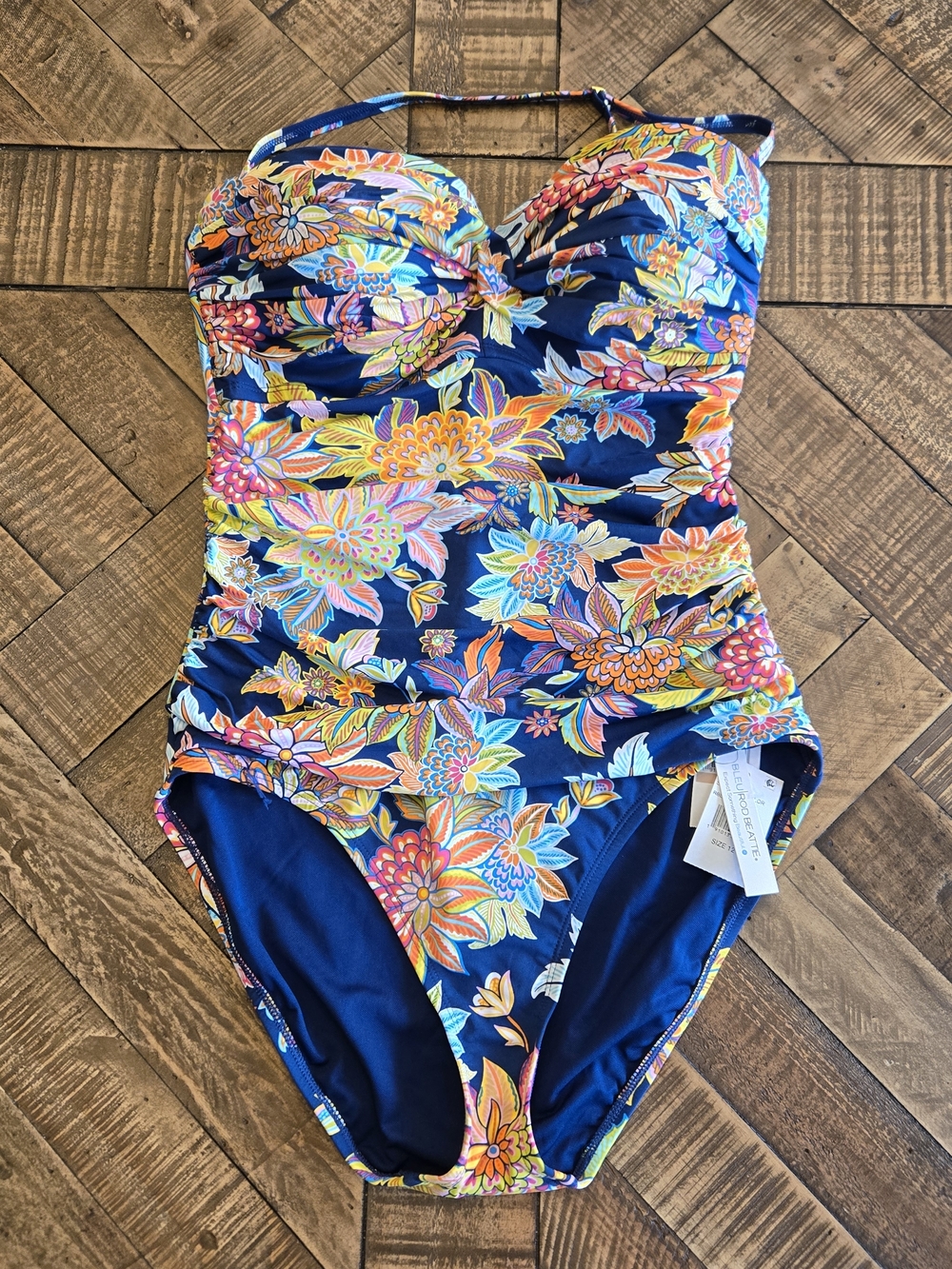 Bleu Rod Beattie Navy Floral One-Piece Swimsuit
